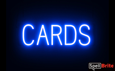 CARDS sign, featuring LED lights that look like neon card signs