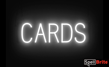 CARDS sign, featuring LED lights that look like neon card signs