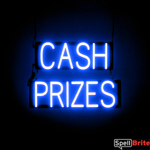 CASH PRIZES LED Sign in Blue, Neon Look