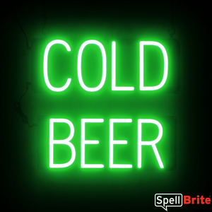 Red LED COLD BEER Sign, Neon Sign Look with LED Lights