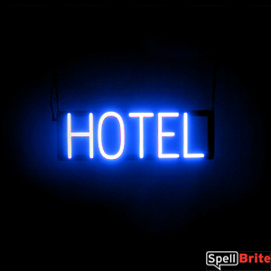 Hotel Neon Led Custom Signage Changeable Letters Blue 1 Jpg Spellbrite