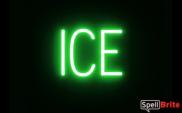 ICE sign, featuring LED lights that look like neon ICE signs