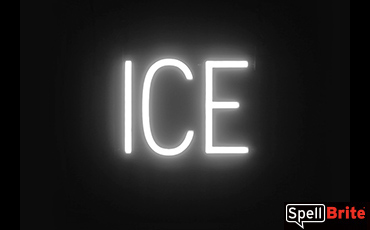 ICE sign, featuring LED lights that look like neon ICE signs