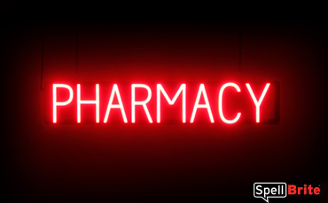 Pharmacy sign, featuring LED lights that look like neon Pharmacy signs