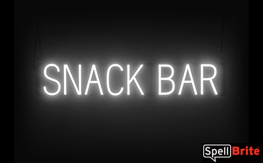 SNACK BAR sign, featuring LED lights that look like neon SNACK BAR signs