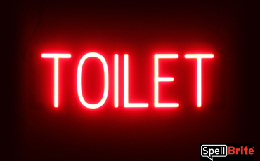 Red LED TOILET Sign, Neon Sign Look with LED Lights